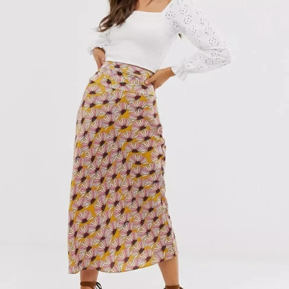 Free People Normani‎ printed bias cut skirt